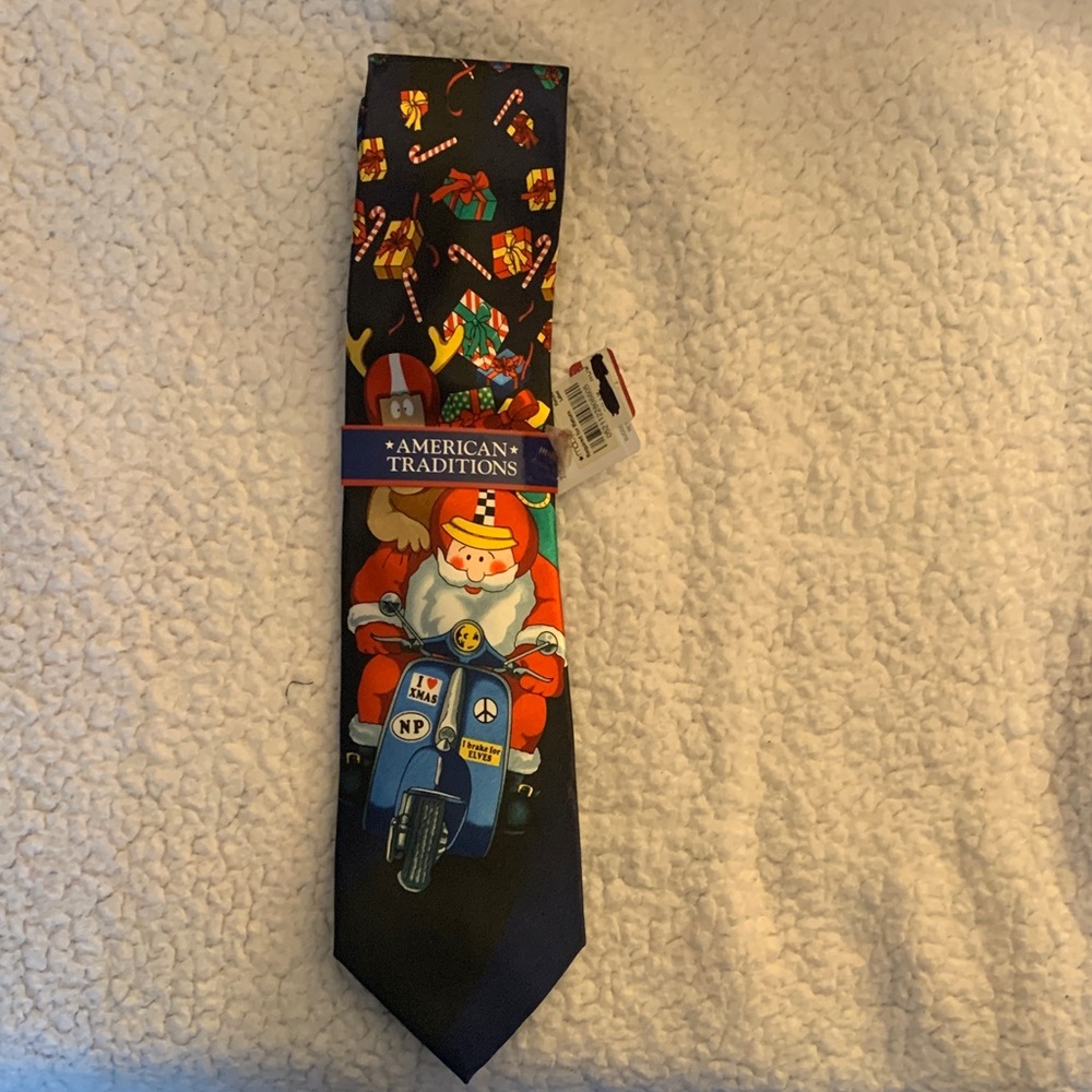 Men’s Festive Christmas Tie - Blue and Multicolor